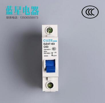 廠家供應(yīng) 藍(lán)星斷路器 小型斷路器1P DZ47-63 空氣開關(guān)C63