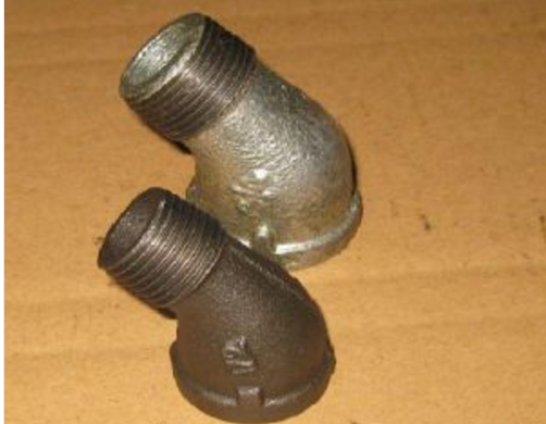 供應TFF美標出口瑪鋼管件---45度內(nèi)外絲彎頭