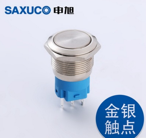 廠家直銷 19mm金屬按鈕 平頭自復(fù)位 防水開關(guān) 銅鍍鎳 不銹鋼