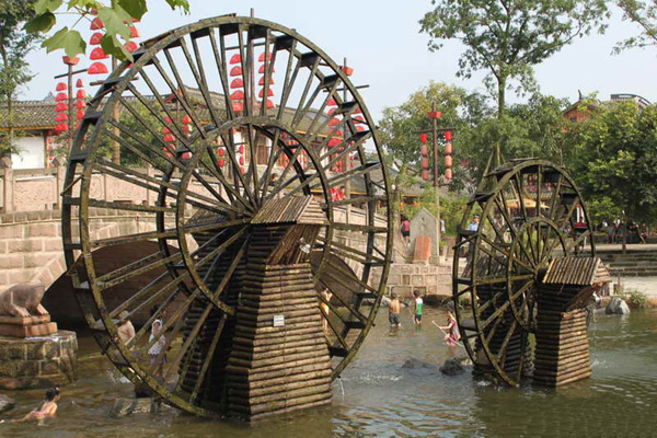 濟寧園藝景觀水車/老牛車水車