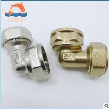 廠家批發(fā)2025卡套太陽(yáng)能鍍鎳鋁塑管銅接頭內(nèi)絲彎頭L25x1F 銅管件