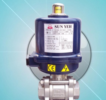 臺灣SUNYEH電動球閥，三片式不銹鋼電動V型球閥，電動閥