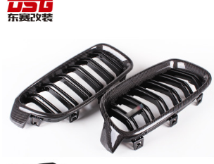 廠家直供適用于寶馬345系M3M4f82改雙線三色條ABS碳纖維汽車中網(wǎng)