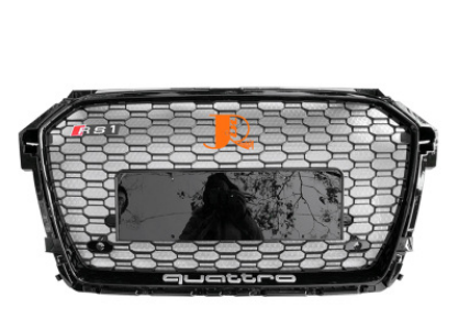 15-18款Audi奧迪A1改裝升級RS1中網(wǎng)黑框黑網(wǎng)無標帶銀字前臉批發(fā)