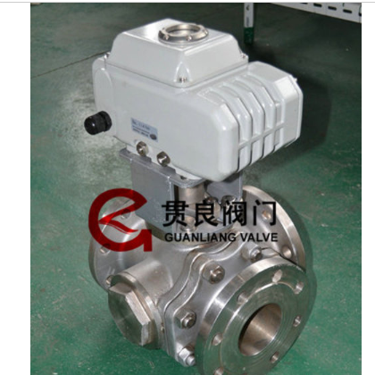 電動三通法蘭球閥，三通球閥