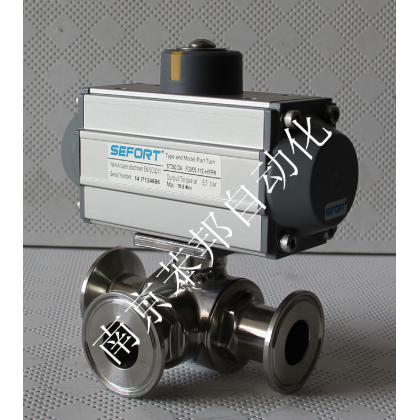 DN32氣動三通球閥，三通衛(wèi)生級卡箍球閥，德國SEFORT進(jìn)口三通氣動閥