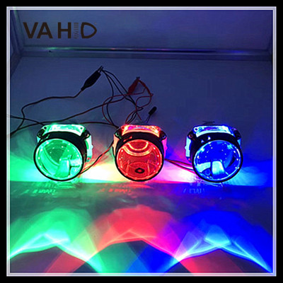 工廠汽車配件汽車大燈改裝led惡魔眼透鏡改裝配件雙色七彩惡魔眼