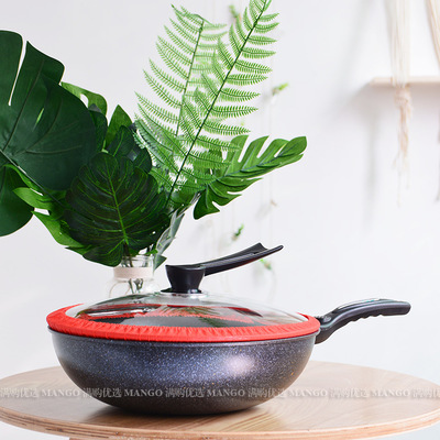 韓國麥飯石不粘鍋 家用不沾炒鍋 少油煙明火電磁爐通用韓式麥石鍋 一件代發(fā)