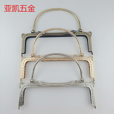 現(xiàn)貨 22Cm方形壓花蓋頭口金 鐵手挽口金 手挽五金 古銅 淺金 銀色