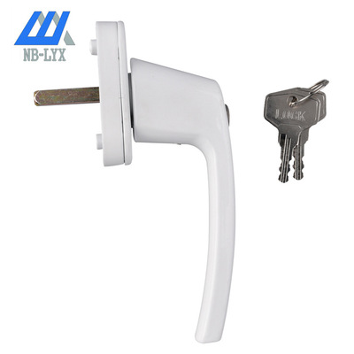 廠家直銷 塑鋼門窗五金配件 帶鎖帶鈕傳動執(zhí)手 德式帶鎖對開把手