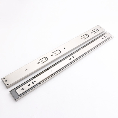 不銹鋼液壓緩沖滑軌 家具抽屜櫥柜固裝滑軌 導軌五金配件廠家直銷