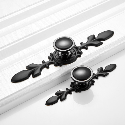 黑色拉手美式現(xiàn)代簡(jiǎn)約鋅合金衣柜櫥柜門單孔拉手啞黑淋浴房把手