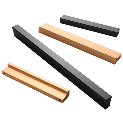 柜門拉手現(xiàn)代簡(jiǎn)約廚柜抽屜鋁合金加長把手衣柜黑色拉手北歐門把手