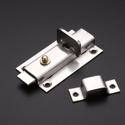 不銹鋼4寸加厚自彈插銷 帶按鈕自動(dòng)彈力彈簧不銹鋼插銷鎖廠家直銷