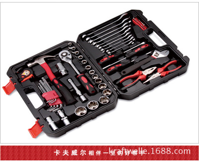 卡夫威爾 家用五金工具組套汽修套筒扳手螺絲批組合手動(dòng)工具箱