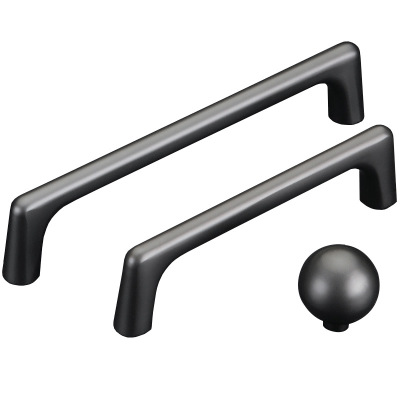 北歐柜門拉手現(xiàn)代簡約黑灰色衣櫥柜門把手抽屜實(shí)心鋅合金拉手廚柜