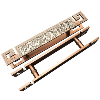 廠家直銷鋁合金拉手 中式復(fù)古祥云浮雕拉手酒店大門玻璃門把手