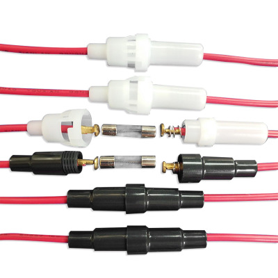 廠銷5*20保險絲座帶線螺旋式保險絲座，阻燃材料耐高溫！