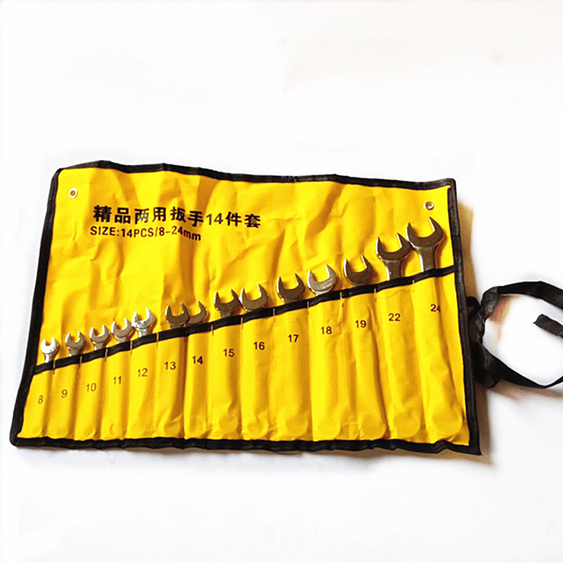 批發(fā)手動工具兩用扳手套裝十四件套里開口梅花扳手兩用扳手8-24mm