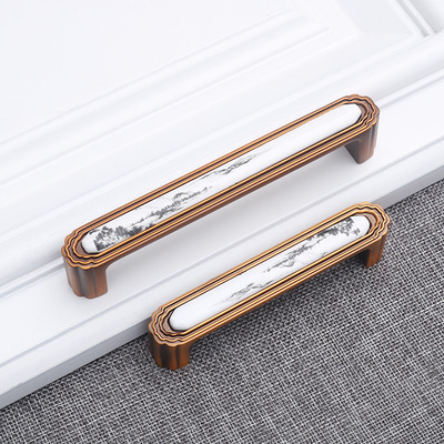 廠家直銷新中式拉手衣柜櫥柜門拉手鋅合金咖啡古銅抽屜門柜子把手