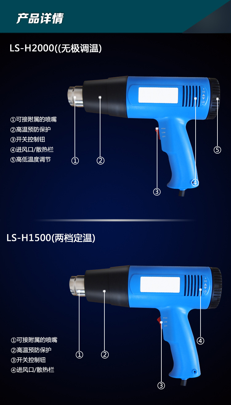 力米特斯熱風(fēng)槍 工業(yè)型 1500W高低檔調(diào)溫?zé)犸L(fēng)槍 吹風(fēng)槍 烘槍 批發(fā)