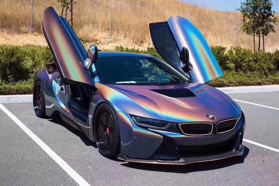 幻彩彩虹錦繡灰 錦繡灰鐳射膜 進口錦繡灰改色貼膜1.52*18m