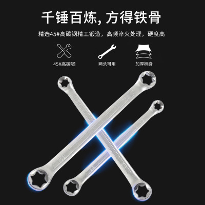 噴砂E型扳手 雙頭六角星花型適用豪華汽車發(fā)動機汽修工具廠家直銷