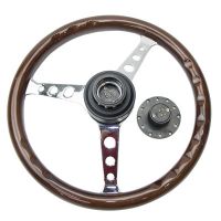 汽車桃木方向盤改裝 NARDI15英寸賽車競技桃木方向盤復古通用套件