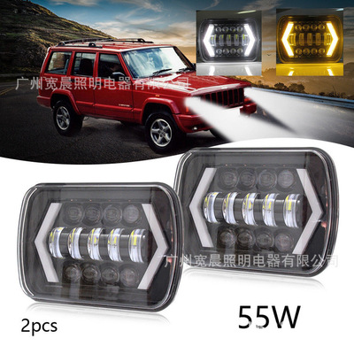 6X7 5X7方燈7寸方形55W頭燈 牧馬人YJ切諾基XJ卡車大燈