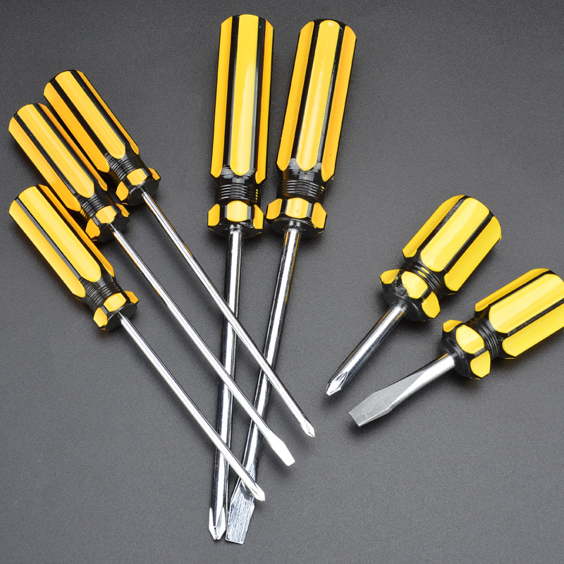 廠家直銷螺絲刀 彩條水晶透明柄十字一字家用工具蘿卜頭改錐起子