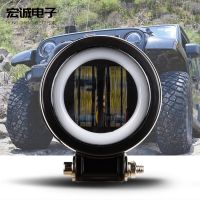 加工定制圓形雙目燈高亮led汽車(chē)大燈帶天使圈前照燈越野改裝車(chē)燈