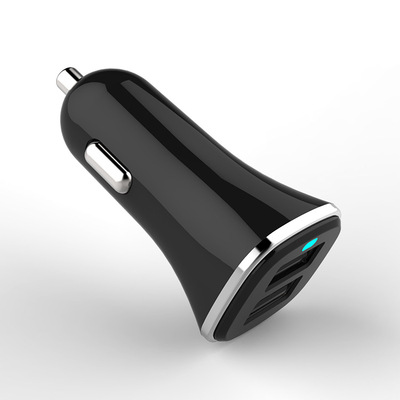 新款車載充電器雙口5V2.4A車充一拖二車充廠家定制LOGO可小額批發(fā)