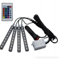 汽車(chē)LED裝飾燈七彩車(chē)內(nèi)氛圍燈 腳底氣氛燈 一拖四車(chē)載腳底燈9SMD