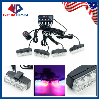 汽車LED格柵燈 一拖四爆閃燈 16led中網(wǎng)警示燈 頻閃燈