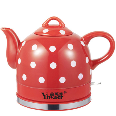 廠家益萬(wàn)家景德鎮(zhèn)陶瓷電熱水壺紅釉熱水壺禮品定制