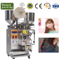 廣州西利供應洗發(fā)水液體染發(fā)劑包裝機 雙物料染膏液體袋包機