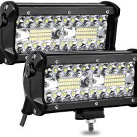 跨境電商7英寸120W工作燈work light 120Watt light bar 霧燈黃光