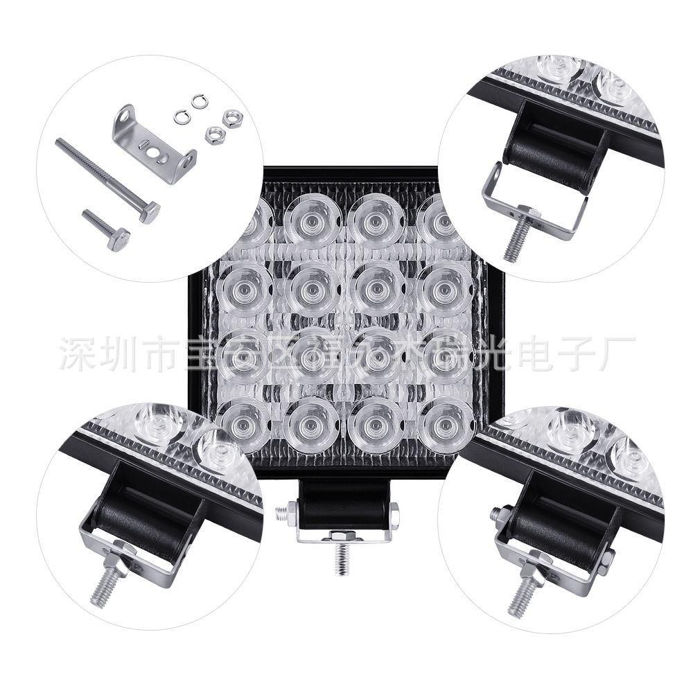 跨境 外貿(mào) 48W 16珠 LED工作燈 戶外越野車(chē) 射燈 改裝燈 檢修燈
