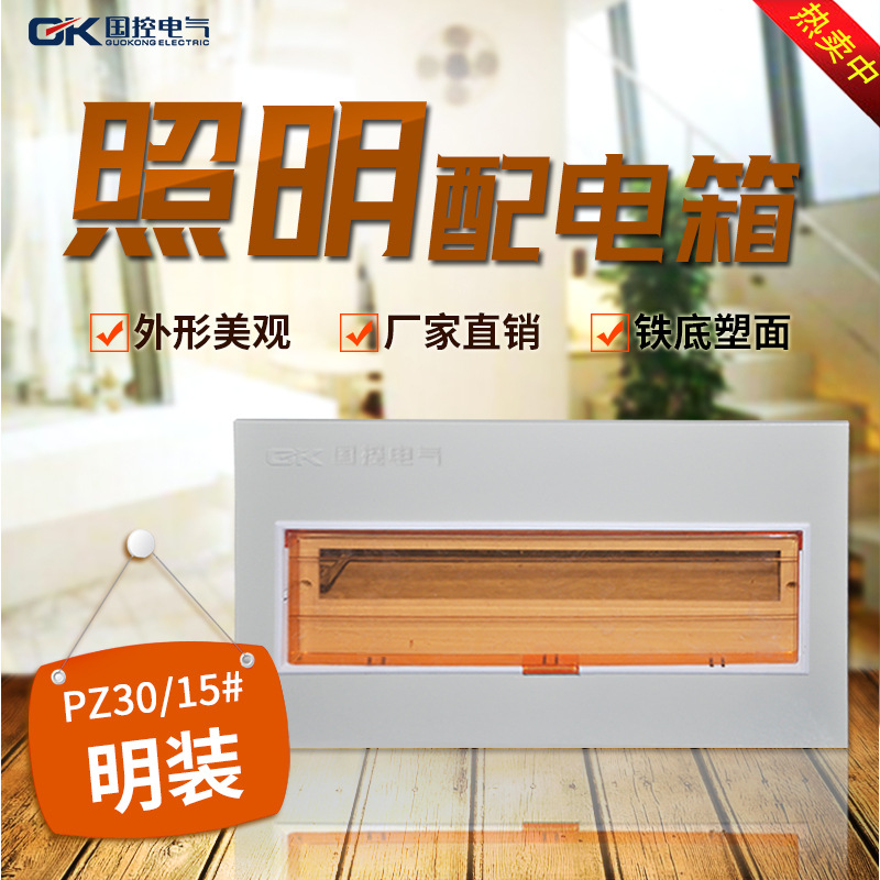 廠家配電箱15回路家用強電鐵皮塑面室內(nèi)大型明暗PZ30照明配電箱