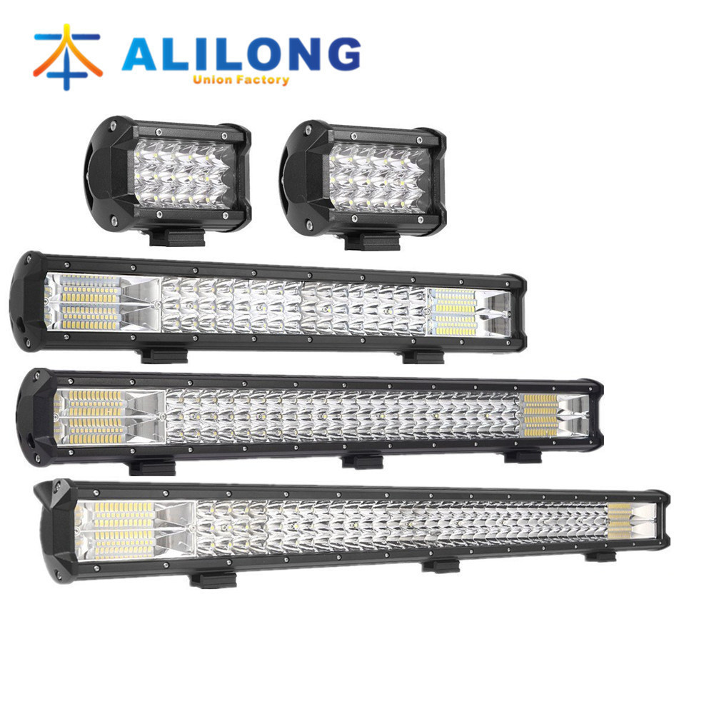 汽車LED light bar 三目悍馬二三排射燈改裝車頂燈長(zhǎng)條燈工作燈