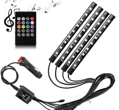 汽車室內(nèi)裝飾燈 聲控氣氛燈腳底燈 36SMD遙控七彩RGB氛圍燈 通用