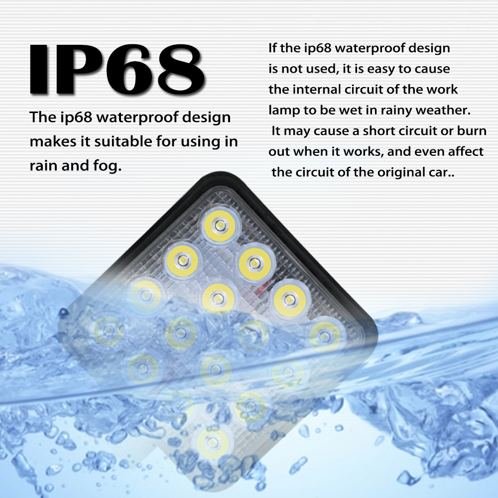 汽車(chē)LED工作燈 迷你款方形16燈 48W 輔助燈 改裝前照燈 射燈 頭燈