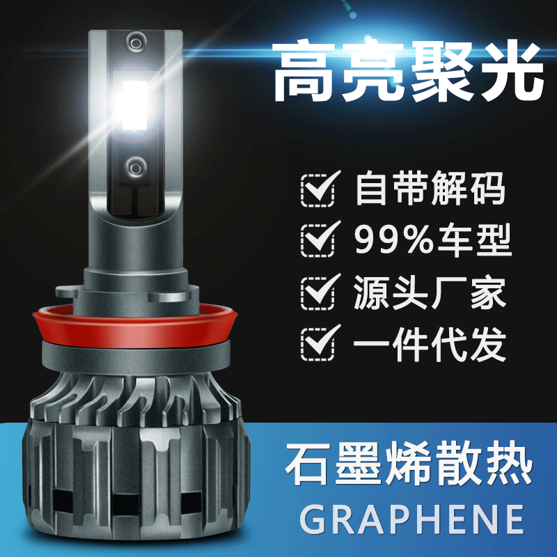 新款高亮聚光LED汽車(chē)大燈 石墨烯LED車(chē)燈 led激光燈 解碼源頭廠家