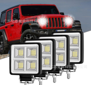 廠家直供 新款大視野4寸方形64LED192W工作燈越野車射燈led倒車燈