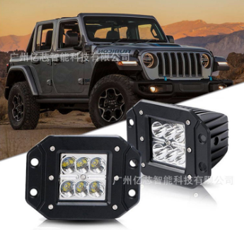 跨境專供4英寸6LED18W汽車LED工作燈越野車改裝頂燈輔助燈日行燈