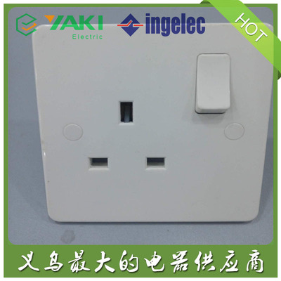 英標(biāo)單聯(lián) 雙聯(lián)13A插座 英式墻壁插座開(kāi)關(guān)K409 外貿(mào)出口