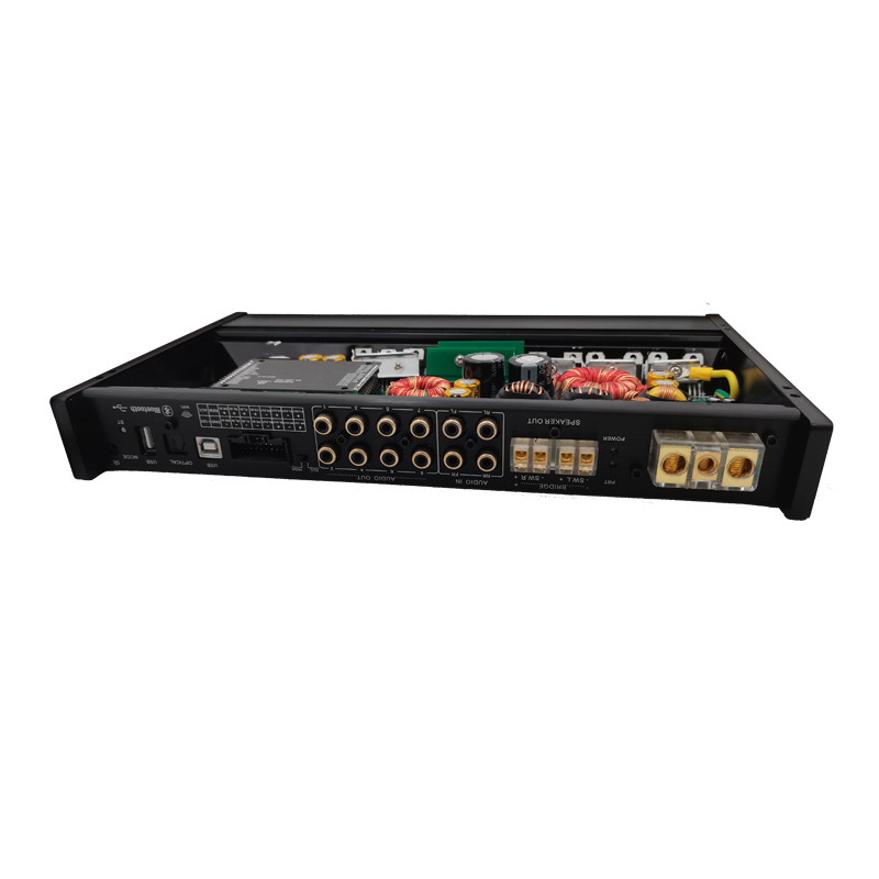 大功率DSP汽車(chē)功放4進(jìn)8出推無(wú)源炮 光纖輸入主動(dòng)三分頻音響改裝