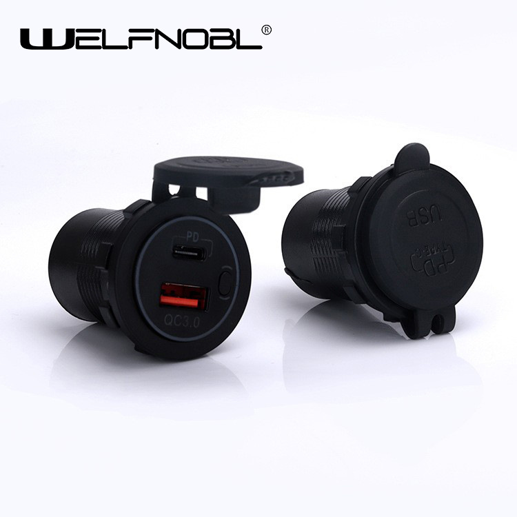 現(xiàn)貨供應(yīng)汽車車載手機快充 QC3.0+PD多功能USB接口充電器帶開關(guān)