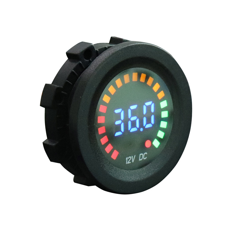 跨境汽車改裝直流電壓表5-36V摩托車載led彩屏氛圍燈數(shù)字DC電壓表