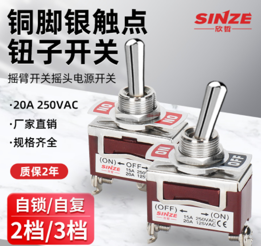 欣哲鈕子開(kāi)關(guān)E-TEN1021搖頭搖臂撥動(dòng)開(kāi)關(guān)2腳2檔單刀開(kāi)關(guān) 廠家直銷